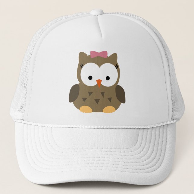 Casquette Hibou mignon de bébé avec l'arc rose (Devant)