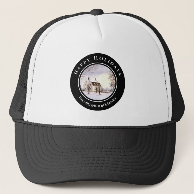 Casquette Hiver en Nouvelle-Angleterre Noël Cercle gris noir (Devant)