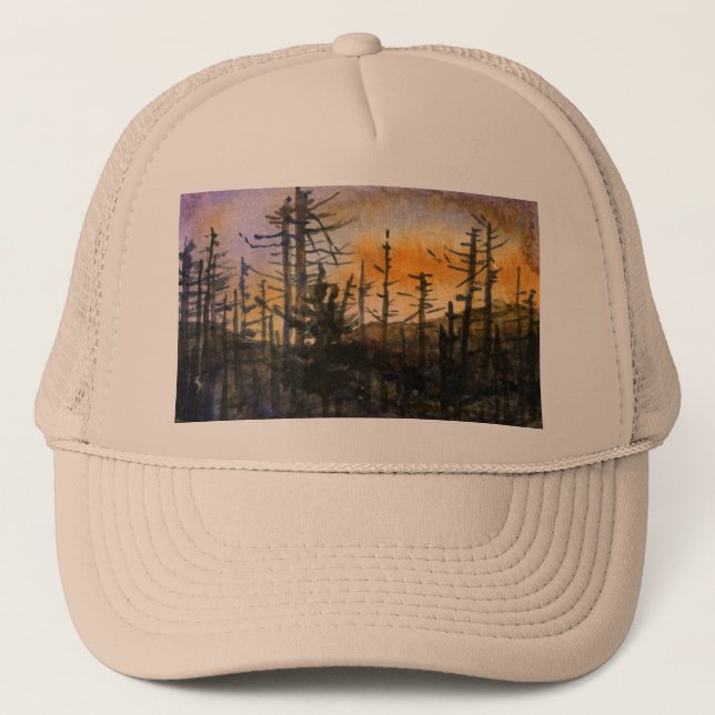 Casquette Hiver tardif arbres stériles sur une colline au co (Devant)