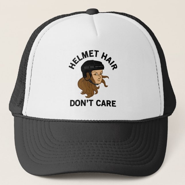 Casquette Hockey Casque cheveux ne se soucient pas Brunette (Devant)