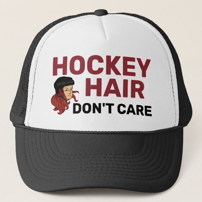 Casquette Hockey Hair ne se soucient pas de Red Head Hair Tr (Devant)