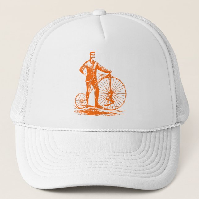 Casquette Homme avec Penny Farthing - Orange (Devant)
