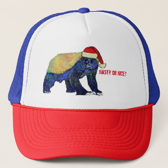 Casquette Honey Badger Funny Funky Festive Nasty Nice Devis (Devant)