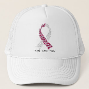 Casquette Hope Burgundy et White Awareness Ribbon