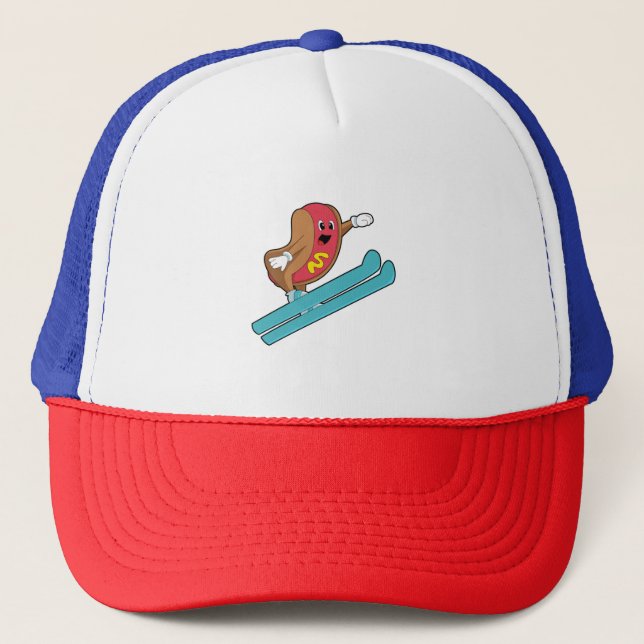 Casquette Hotdog comme sauteur de ski avec Ski.PNG (Devant)