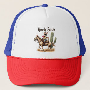 Casquette Howdy Bunny de Pâques chevauchant un Cheval Cowboy