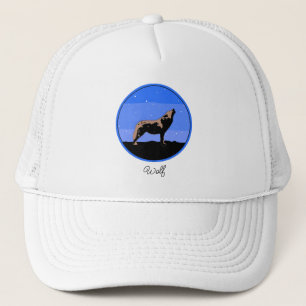 Casquette Howling Wolf en hiver - Art faunique original