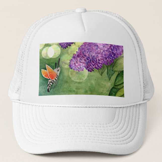 Casquette Hummingbird Hawk Moth and Lilacs (Devant)