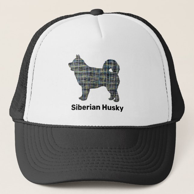 Casquette Husky Sibérien mignon Chien Grille Silhouette Pers (Devant)