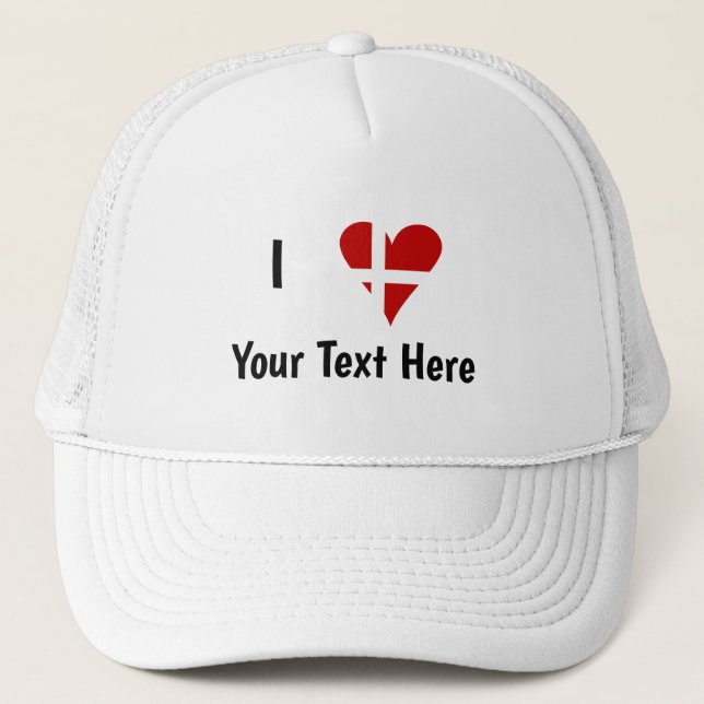 Casquette I (Drapeau Danois En Forme De Coeur Drôle) Votre T (Devant)