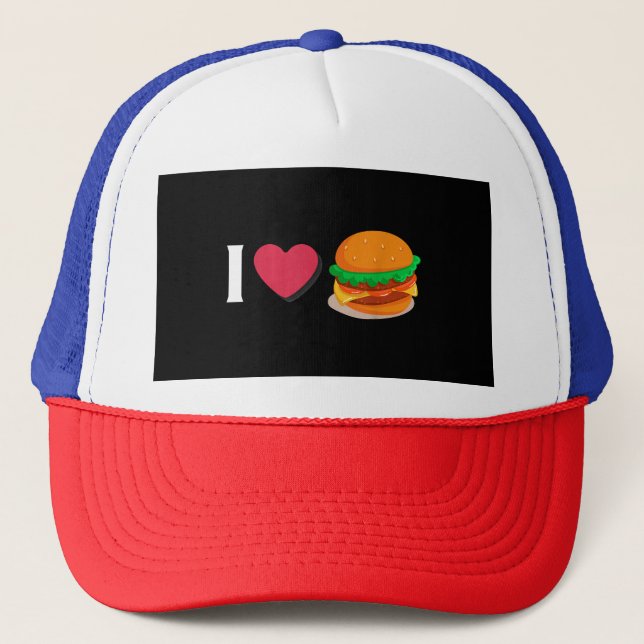 Casquette I Love Burger Cheeseburger Manger malsain (Devant)