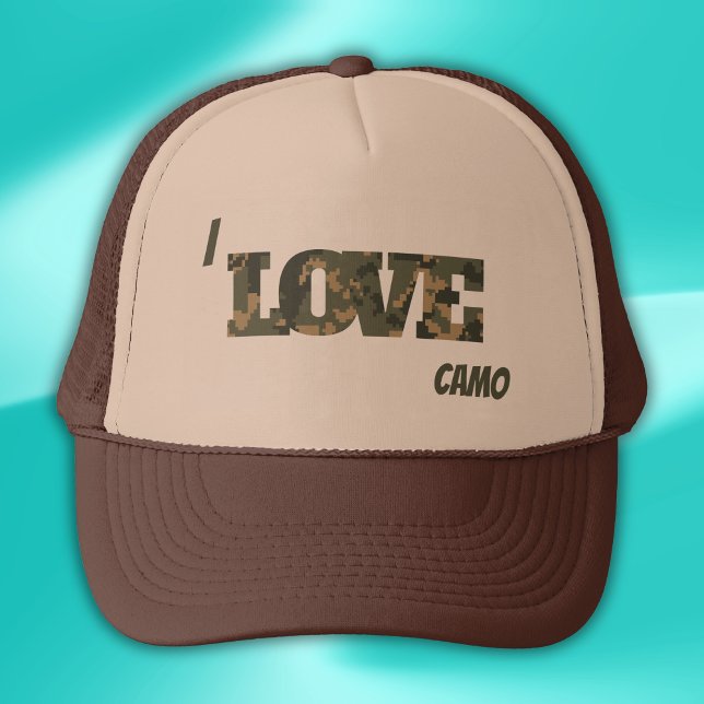 Casquette I Love Camouflage Vert Brown | (Créateur téléchargé)