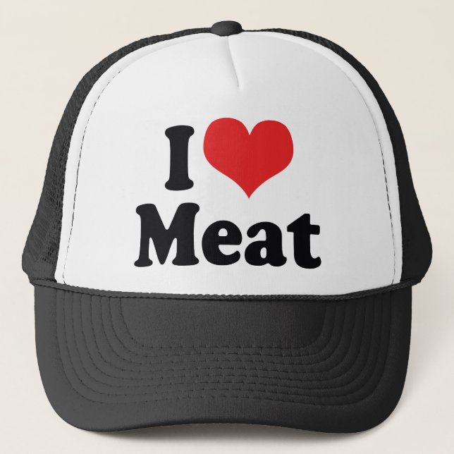 Casquette I Love Heart Meat - Beef Steak BBQ Lover (Devant)