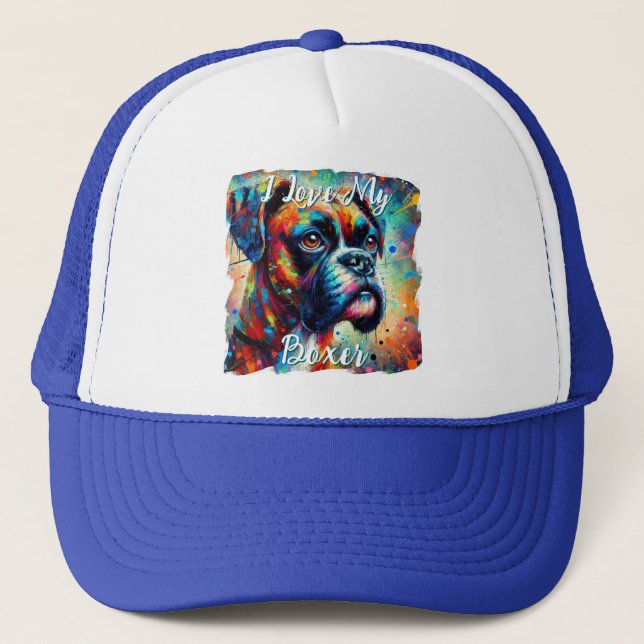 Casquette I Love My Boxer Pop Art Dog Personalized (Devant)