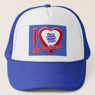 Casquette I Love My Boyfriend Photo Red Heart D R Blue
