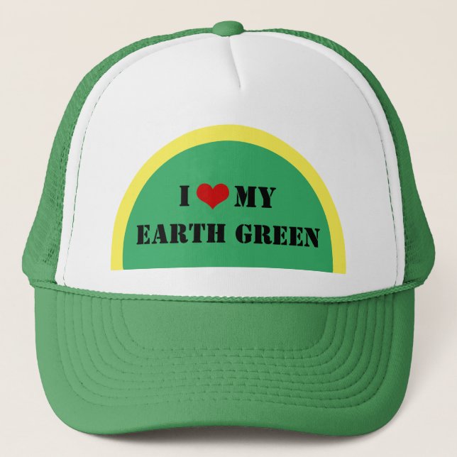 Casquette I Love My EARTH Green - Planet Trucker Hat (Devant)