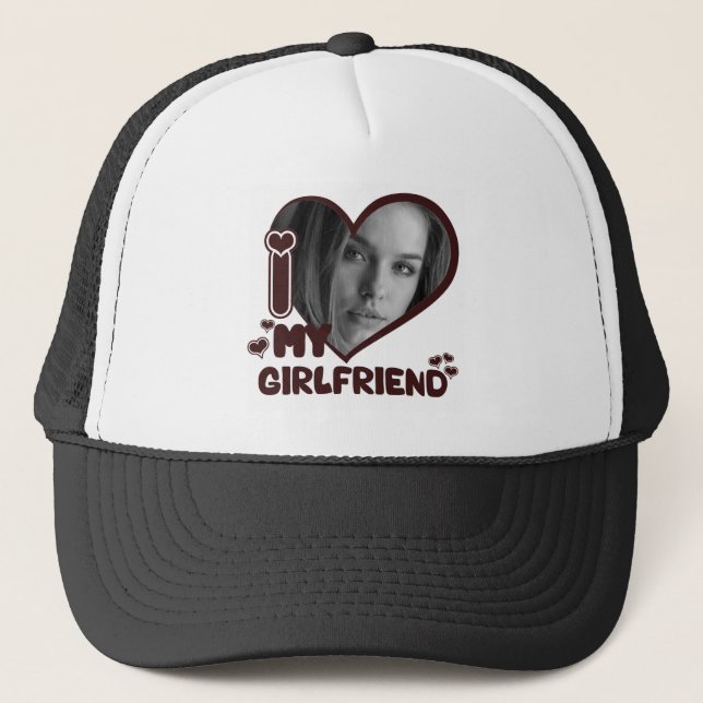 Casquette I Love My Girlfriend Custom Photo Heart (Devant)