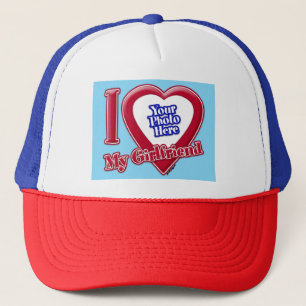 Casquette I Love My Girlfriend Photo Coeur Rouge Turquoise
