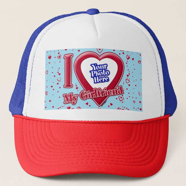 Casquette I Love My Girlfriend Photo Coeurs rouges Horizon b (Devant)