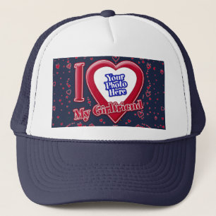 Casquette I Love My Girlfriend Photo Coeurs rouges Marine