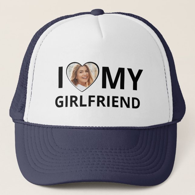 Casquette I Love My Girlfriend Photo Heart Funny Boyfriend (Devant)