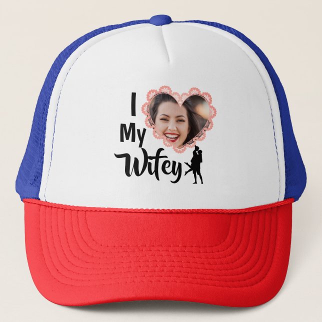 Casquette I Love My Wifey Heart Mariage Photo personnalisée  (Devant)