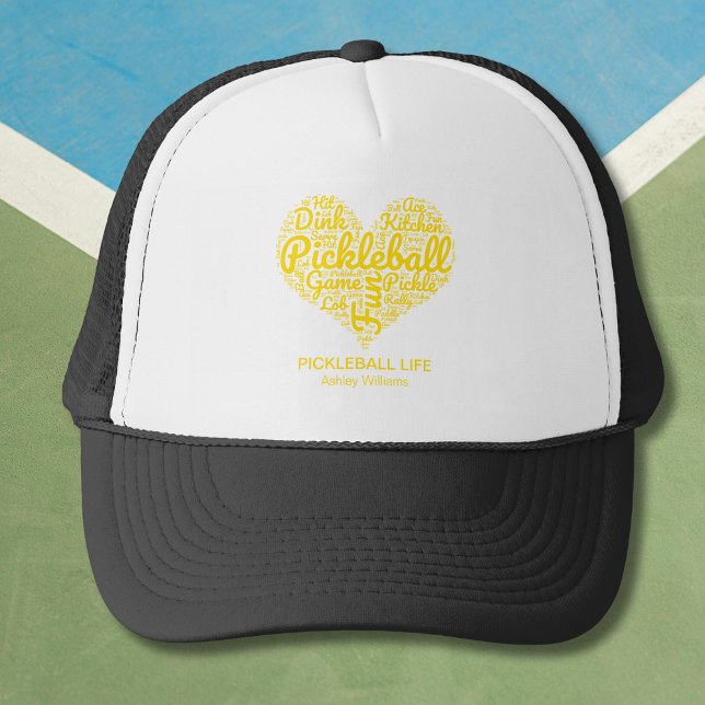 Casquette I Love Pickleball Nom personnalisé Word Art Heart (Personalize text and name, see collection for other items with word art)