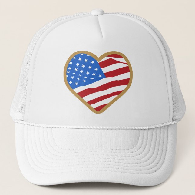 Casquette I Love USA Heart Trucker Hat (Devant)