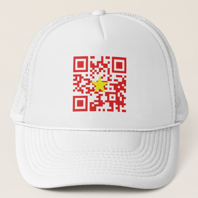 Casquette I Love Vietnam (Tôi Yêu Viêt Nam) Drapeau QR Code (Devant)
