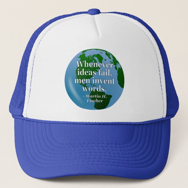 Casquette Idées mots d'échec Citation. Globe (Devant)