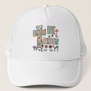 Casquette Il est ressuscité Pâques Floral Jésus Croix