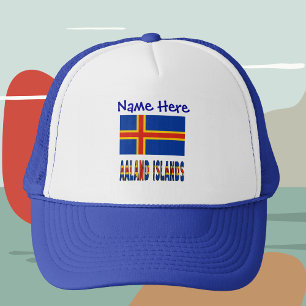 Casquette Îles Aaland Ålander Drapeau Bleu Personnalisation