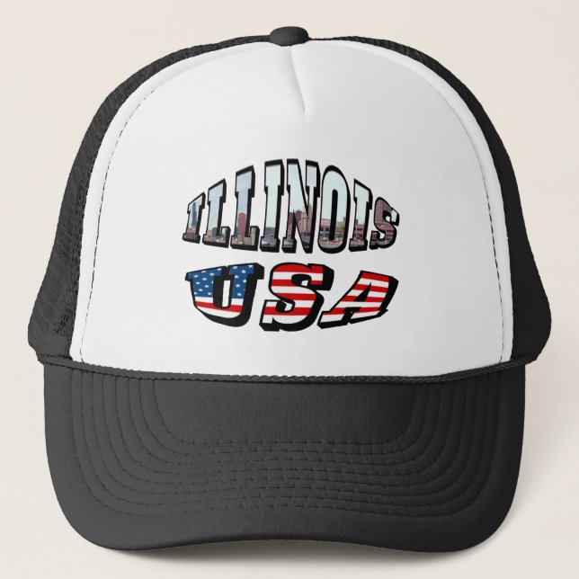 Casquette Illinois USA Drapeau et texte de la photo d'état (Devant)