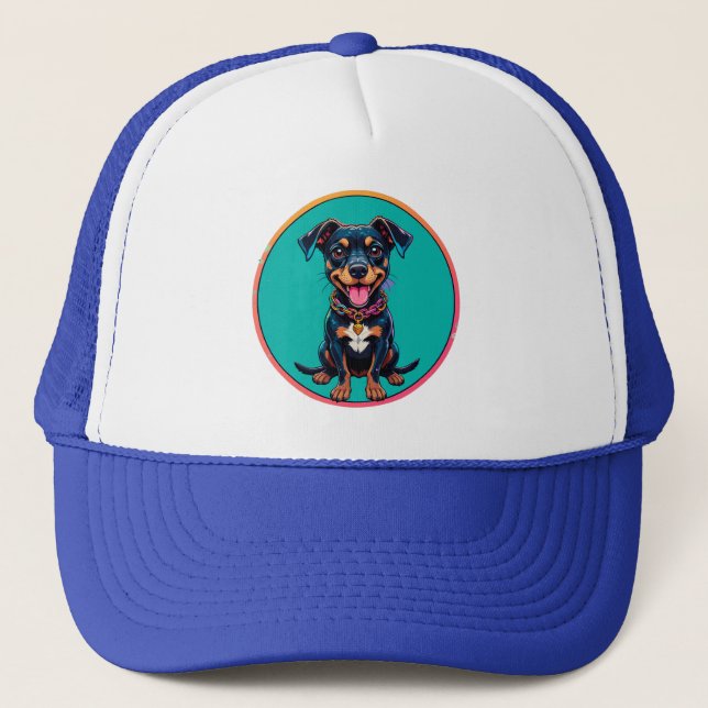 Casquette Illustration colorée d'un chien heureux (Devant)