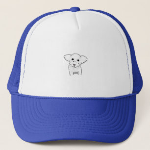 Casquette Illustration de chien blanc mignon dessiné à la ma