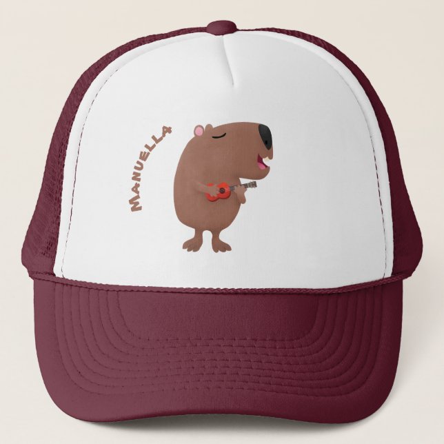 Casquette Illustration de dessin animé de capybara ukulele (Devant)