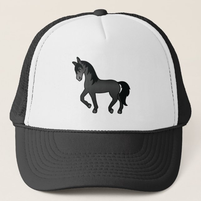 Casquette Illustration de dessin mignon du cheval Trotting n (Devant)