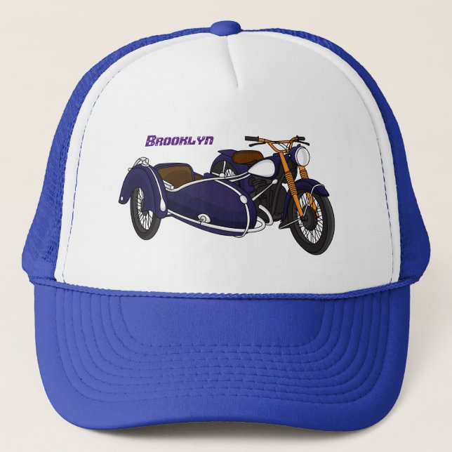 Casquette Illustration de moto pourpre Sidecar (Devant)