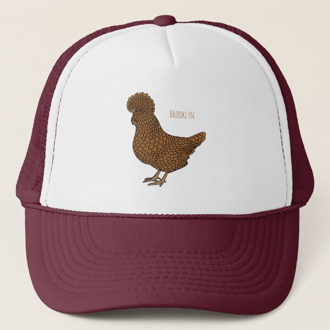 Casquette Illustration de poulet à la polis chamois (Devant)