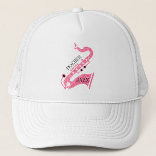 Casquette Illustration de saxophone à paillettes roses