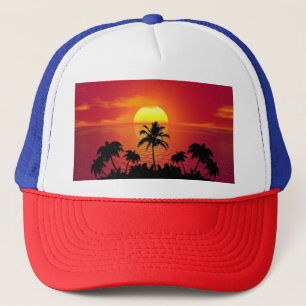 Casquette Illustration des silhouettes des palmiers couchés 