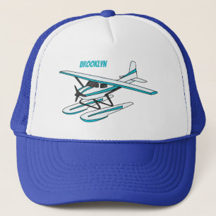 Casquette Illustration d'hydravion bleu blanc