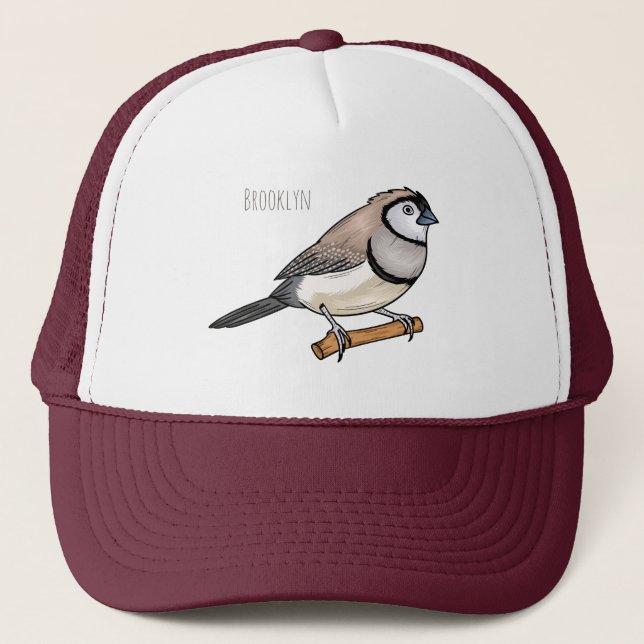 Casquette Illustration d'oiseau à deux barreaux (Devant)