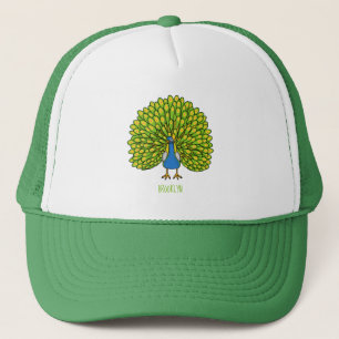 Casquette Illustration d'oiseau de paon brillant