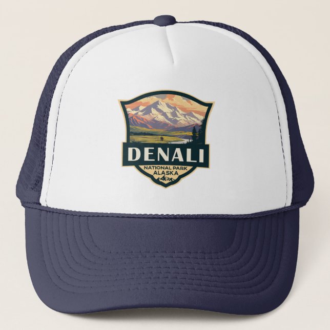 Casquette Illustration du parc national de Denali Voyage Vin (Devant)