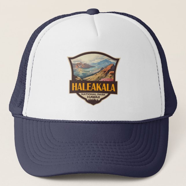 Casquette Illustration du parc national Haleakala Badge rétr (Devant)