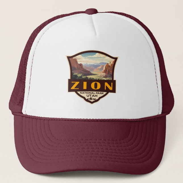 Casquette Illustration du parc national Zion Insigne rétro (Devant)