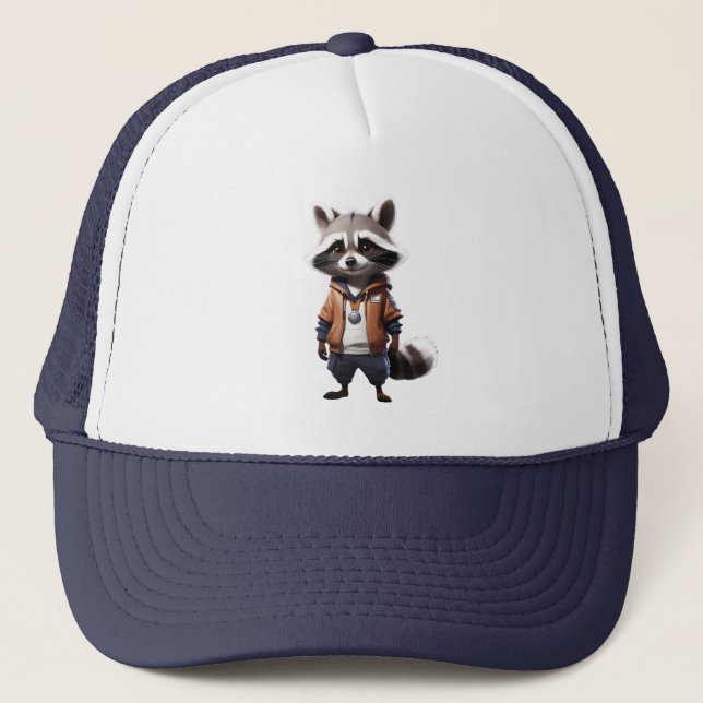 Casquette Illustration du raton laveur cool et adorable (Devant)