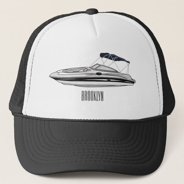 Casquette Illustration d'un bateau à moteur (Devant)