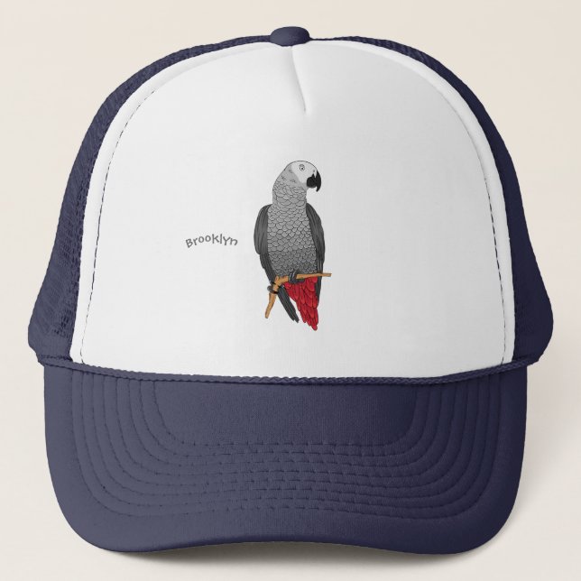 Casquette Illustration d'un perroquet gris en Afrique (Devant)